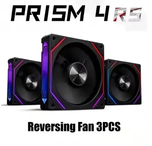 Kit 3 Fans Cooler Prism 4 RS Reversa Preto ARGB PWM. LEia