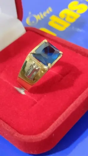 Anel Ouro 18 Kilates Maciço 8 Gramas Pedra Zircônia