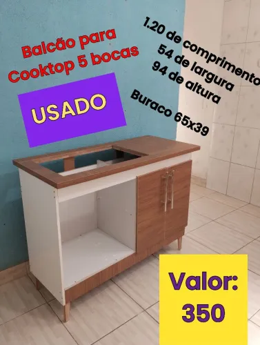 Balcão armário para fogão Cooktop 5 bocas USADO conservado