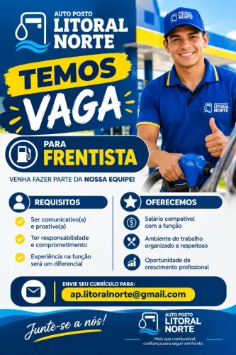 Vaga de emprego para frentista e para repositor