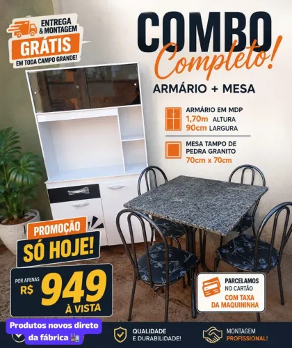 Kit Combo Armário de Cozinha + Mesa Novos