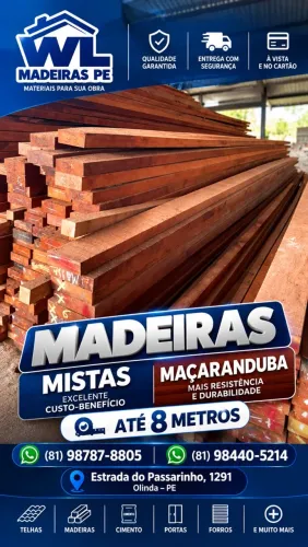 Madeira mista e massaranduba até 8mt 