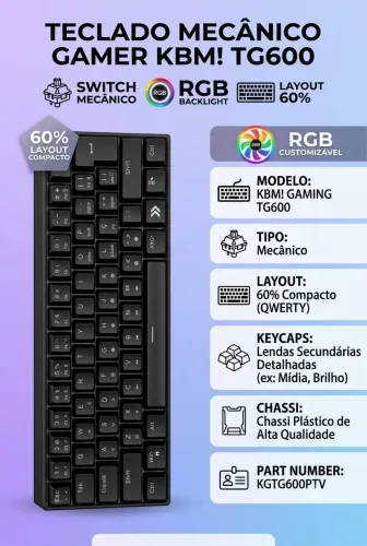 Teclado mecânico 60% semi novo