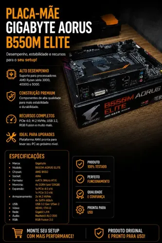 Placa-Mãe Gigabyte B550M AORUS Elite
