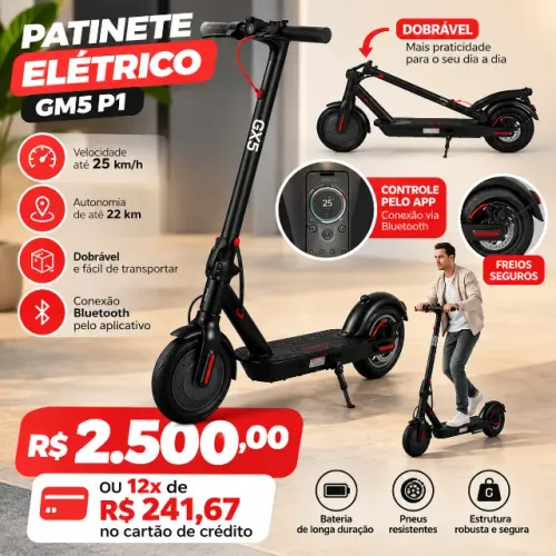 ? Patinete Elétrico GM5 P1 - Dobrável e Potente