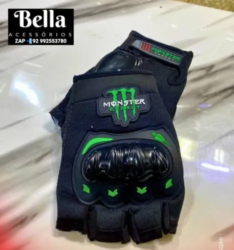 LUVAS PARA MOTOQUEIRO/CICLISTA C/ PROTEÇÃO RESISTENTE UNISEX MEIO DEDO/FEICHADO