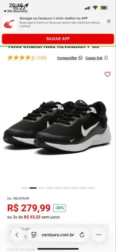 TÊNIS NIKE REVOLUTION 7 GS NOVÍSSIMO USADO UMA VEZ TAM 33!!!! NIKE REVOLUTION 7 GS