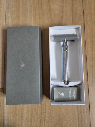 Barbeador Cromado Safety Razor Muhle R89 + Lâminas Navalhas