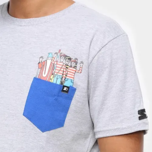 Camisa Onde está Wally? - Cinza Mescla - tamanho P - Collab Starter + Wally - Nova!