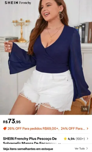 Cropped Azul Marinho Plus Size Shein 4Xl 50