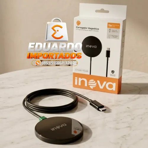 Carregador Magnético por Indução 15W - Sem Fio, MagSafe Rápido