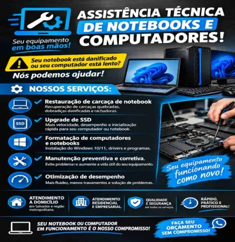 Restauração carcaça notebook, upgrade ssd , instalação windows