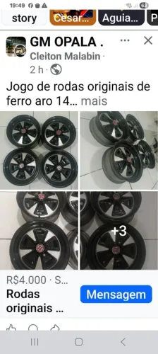 Rodas opala ss original de ferro aro 14