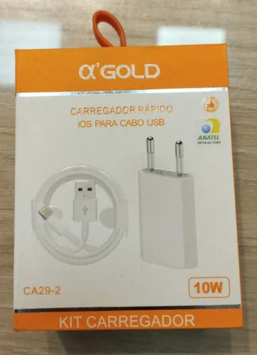 Carregador + cabo ios p/ Iphone Gold 10w<br>