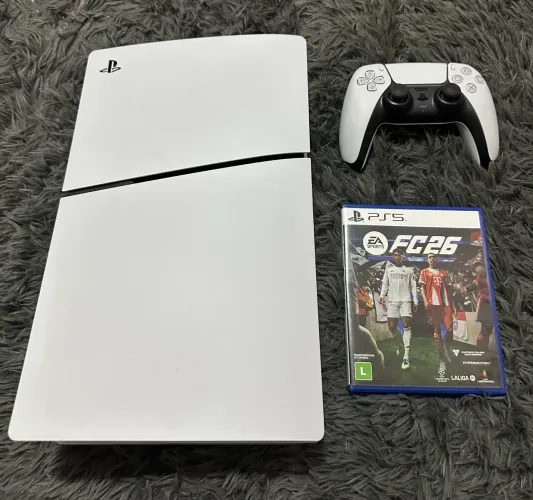 Playstation 5 slim 1TB mídia física + 1 controle original + 1 jogo (fifa 26)