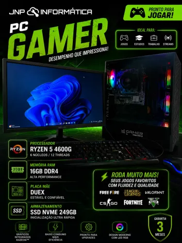 Pc Gamer entrada Ryzen 5 4600 G