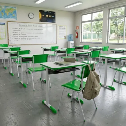 Kit Escolar Infantil Mesa Cadeira Verde Madeira Resistente Conforto Sala Aula 40090