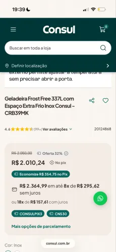 Vendo Geladeira Cônsul Frostfree Inox