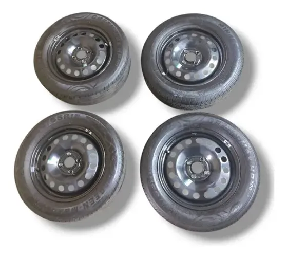 Jogo De Roda Com Pneu Vw Polo Gol Saveiro 185/65 R15 4 Furos Cinza