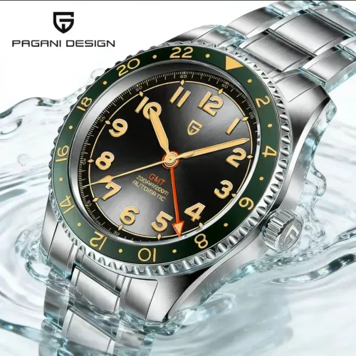 Pagani Design GMT-PD 1784-Zulu Time Automático - Novo | Safira | NH34 | 200m