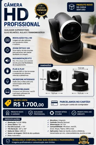 Câmera HD PTZ profissional