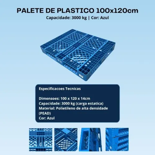 Palete Plástico 1,00x1,20x14cm Azul