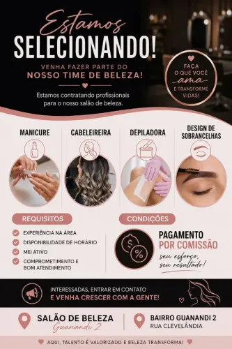 Preciso de profissionais da beleza