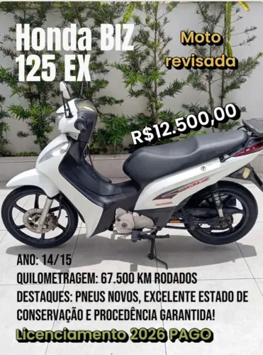 Biz 125 ex com procedência. Estou em Peruíbe. Aceitamos propostas