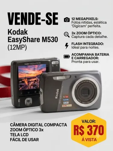 Câmera Digital Kodak EasyShare M530 (12MP) - Estilo Digicam / Retrô