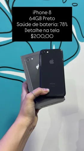 Seminovo: iPhone 8 64GB Preto - Bateria 78% | Loja Fisica