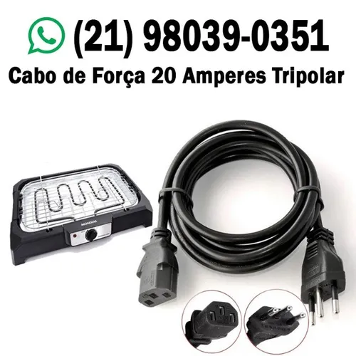 Cabo de Força Para Churrasqueira Elétrica 20 Amperes 