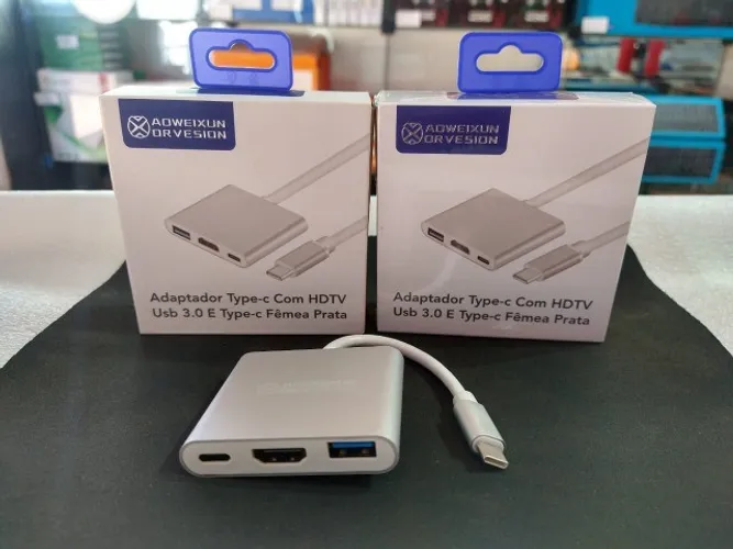Adaptador type-c com hdtv usb 3.0 e type - c fêmea 