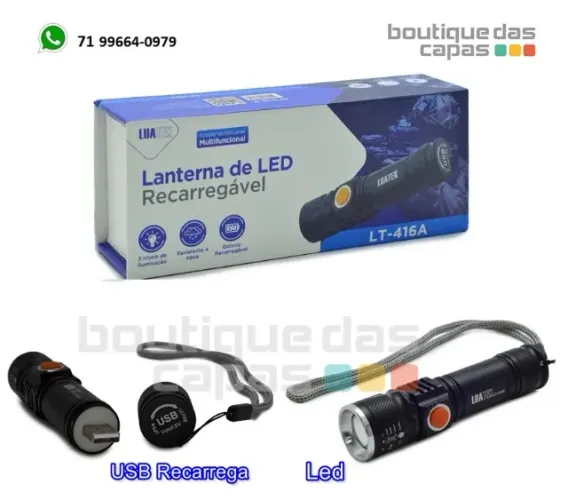 Lanterna de led usb recarregável luatek LT-416A (carrega por usb) para casa fazenda