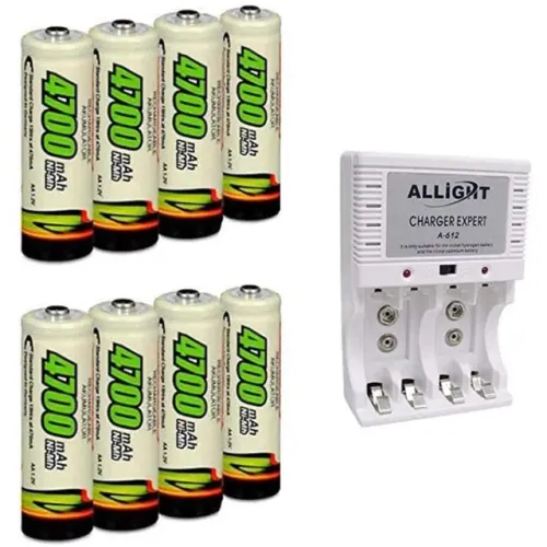 Pilhas Recarregáveis Aa 8 Unidades + 1 Carregador Bivolt