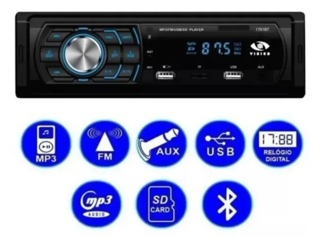 MAIS BARATO: AUTO RÁDIO BLUETOOTH MP3, SD CARD, USB, RCA, FM ##