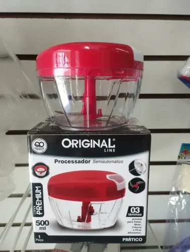 Processador Manual de Alimentos 500ml com 3 Lâminas -processador manual, triturador de ali