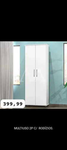Armário Multiuso 2 Portas com Rodízios - Branco