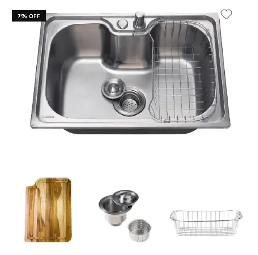 Kit Cuba para Cozinha Gourmet Pia Aço Inox 304 com Acessórios e Tábua de Corte Borari Prat