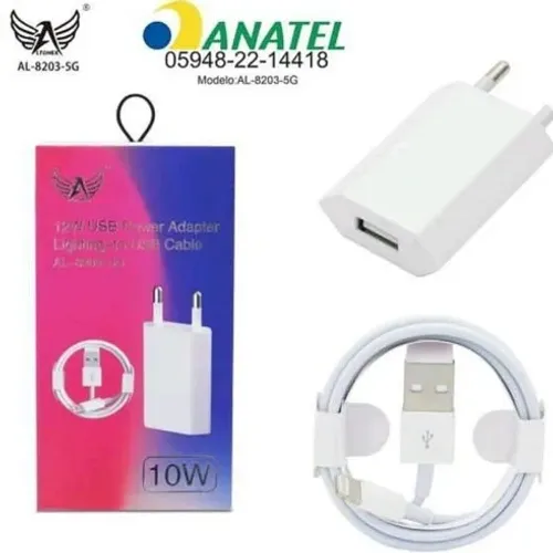 Kit Carregador Fonte 10W + Cabo Usb Lightning IOS 1 Metro - AL-8203 5g