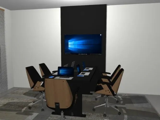 Mesa de Reunião Simply Black. Alto Padrão...4 tomadas: L182cm x P90cm x A74cm