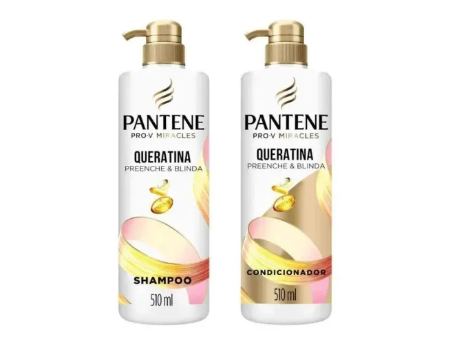 Kit Shampoo Pantene Queratina 510ml + Condicionador Pantene Queratina 510ml