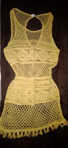 Vestido de Crochê Amarelo - Verão e Praia