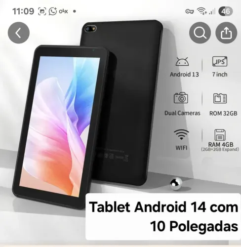 Tablet Android 14 com 10 polegadas 