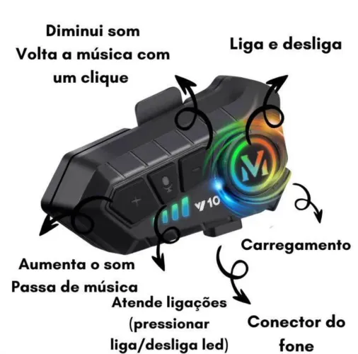 Fone de ouvido Bluetooth para capacete