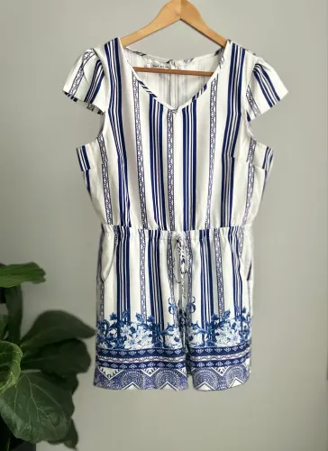 Macaquinho M Branco com Azul Verão