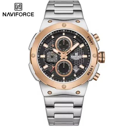 Relógio Naviforce Inox Chronograph Rose Masc 3ATM 