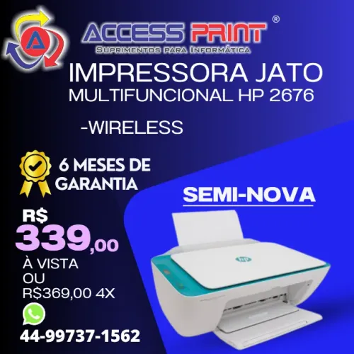 impressora multifuncional jato de tinta hp wireless 2676