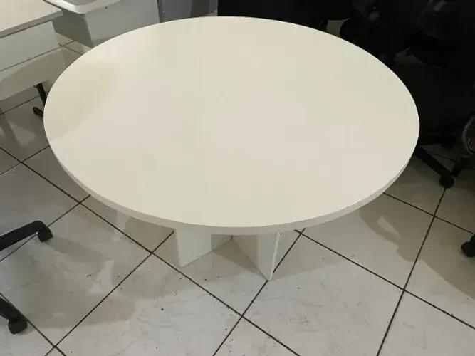 mesa redonda branca mdf nova - frete grátis