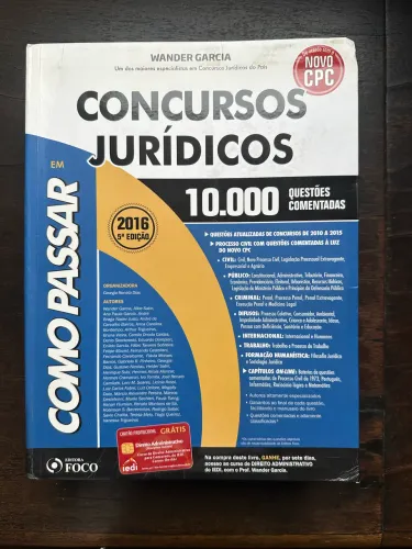 Livro Como Passar em Concursos Jurídicos - 10 mil questões comentadas - Wander Garcia