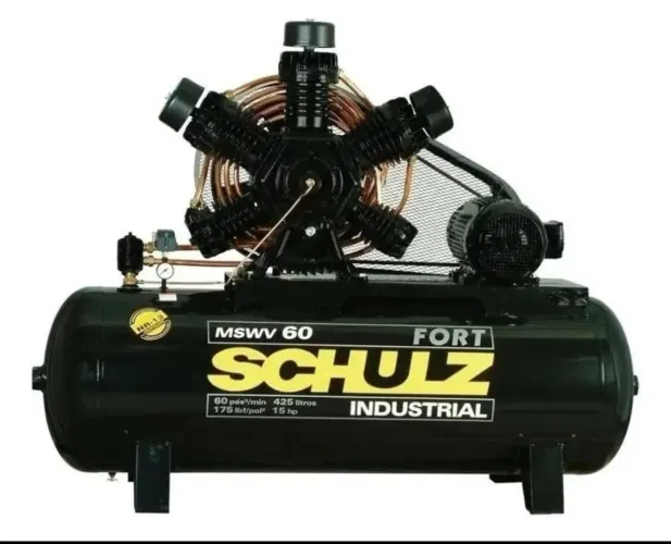 Compressor Schulz Mswv 60 Fort 4251 Trifásico Motor Blindado Preto 60hz Trifásica